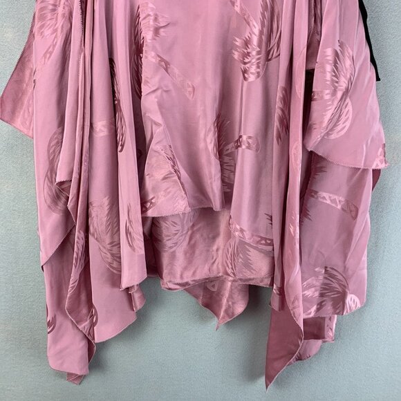 Coach Skirt Womens 10 Pink Silk Palm Tree Print Jacquard Tiered Handkerchief Hem - Picture 3 of 16